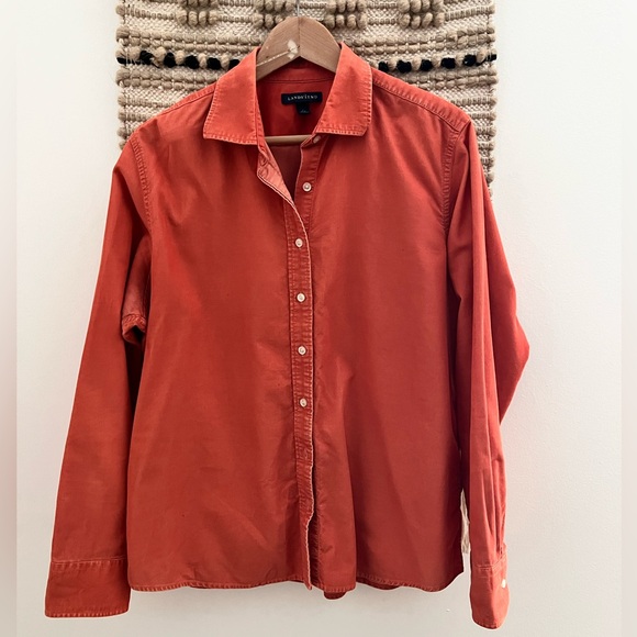 Lands' End Rust Button-Up Shirt Corduroy Size Large 14/16 - Picture 1 of 8